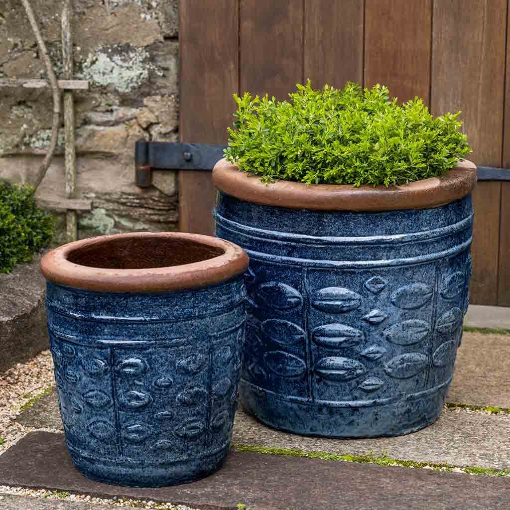 blue outdoor planter pots Rustic Leaf Pot || Rustic Blue