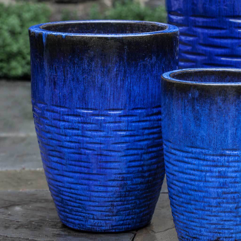 tall blue plant pots Tall Hyphen Planter || Riviera Blue