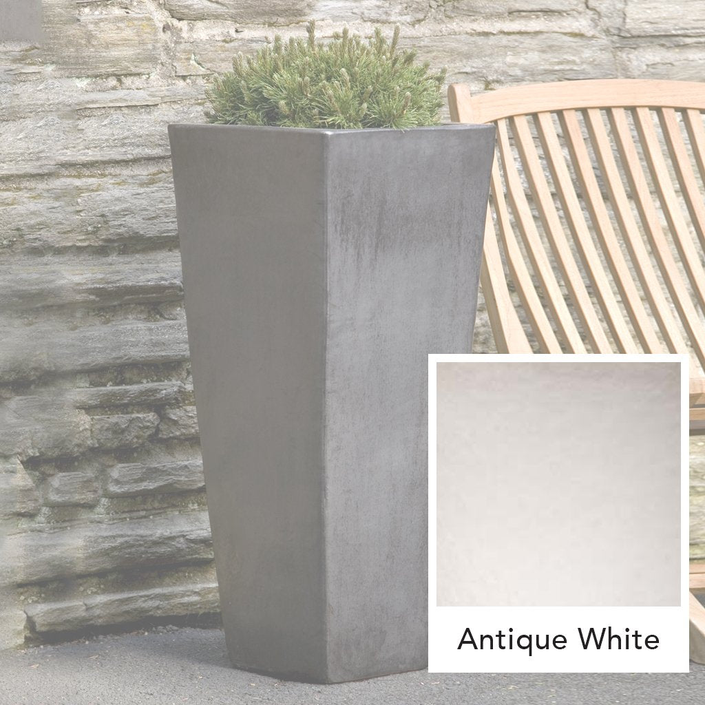 Faro Tall Square Planter || Antique White