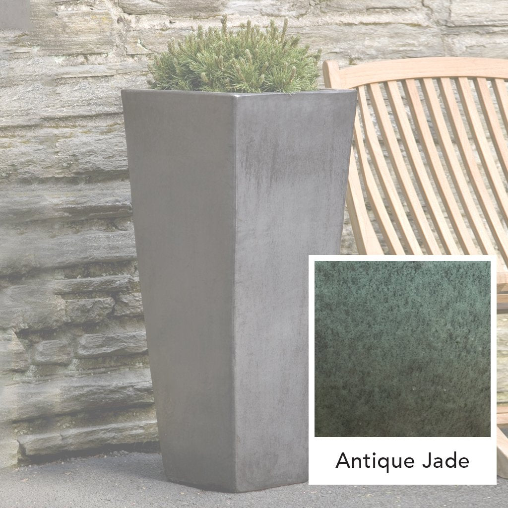 Faro Tall Square Planter || Antique Jade