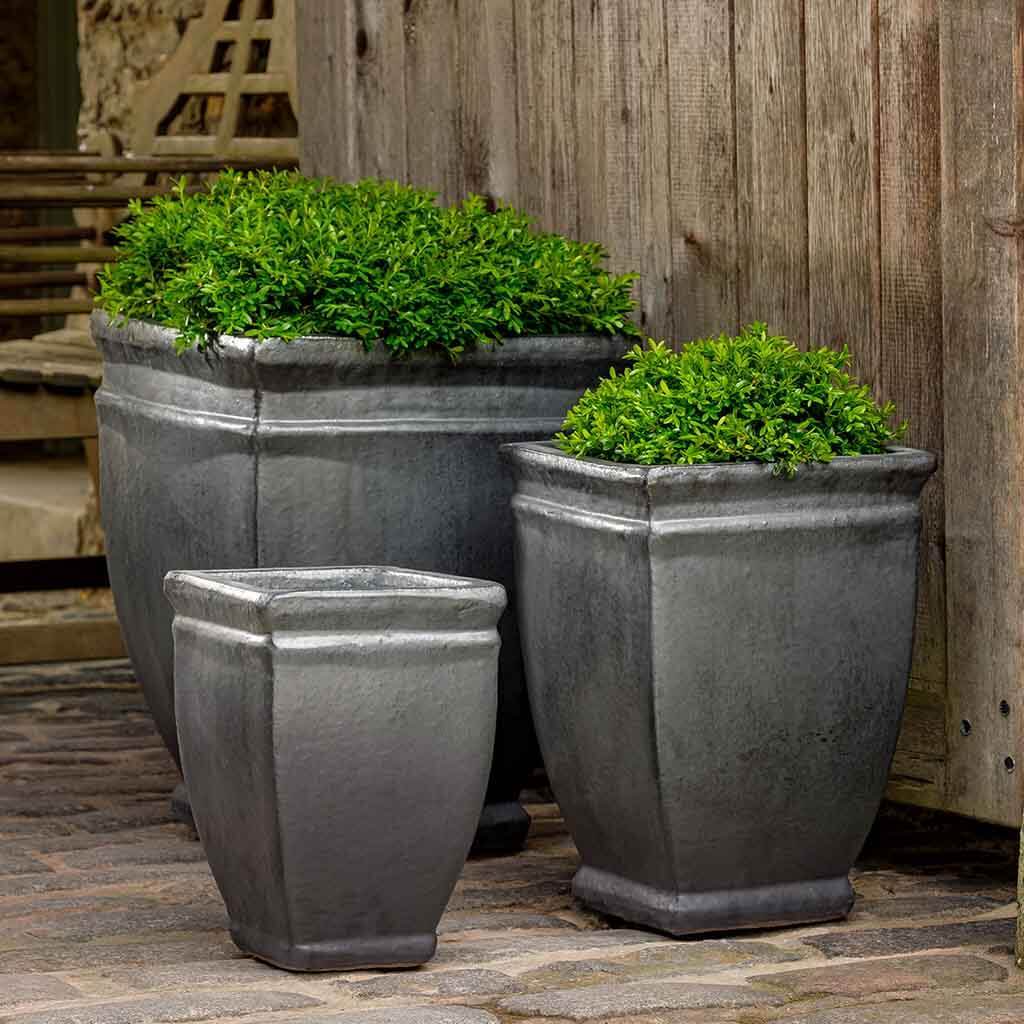Flat Rim Planter Square Rolled Rim Planter || Graphite