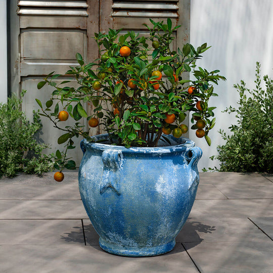 Round Handle Planter || Murano Cielo