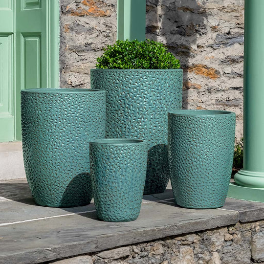 Falling Petals Planter, Tall || Glacier Green