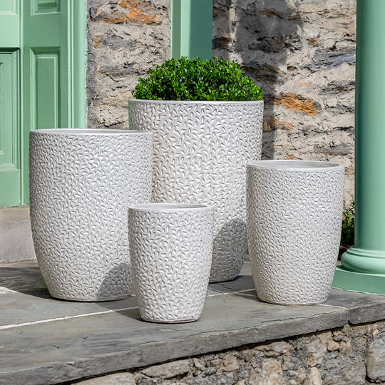 Falling Petals Planter, Tall || Pearl