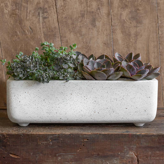 Geo Rectangular Footed Planter || Terrazzo White