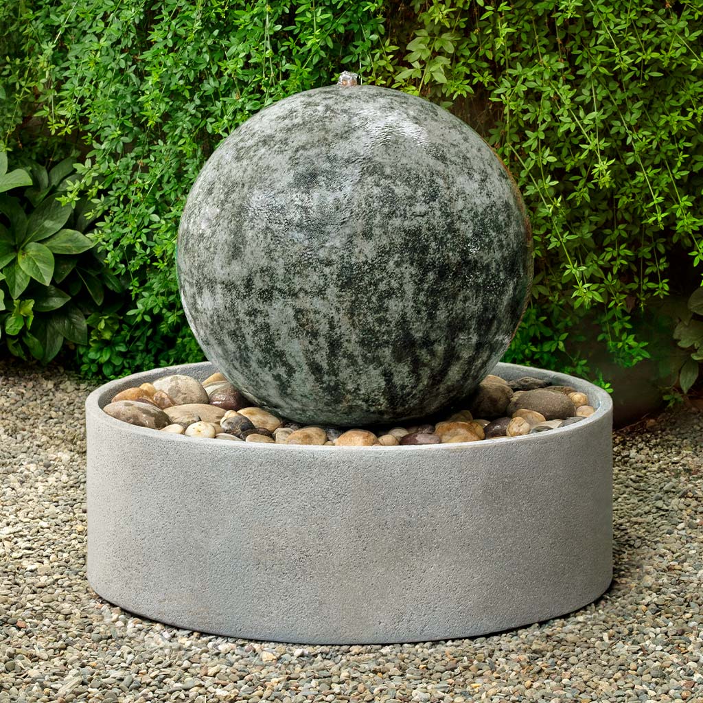 Sphere Fountain, Round || Bronze Verdigris