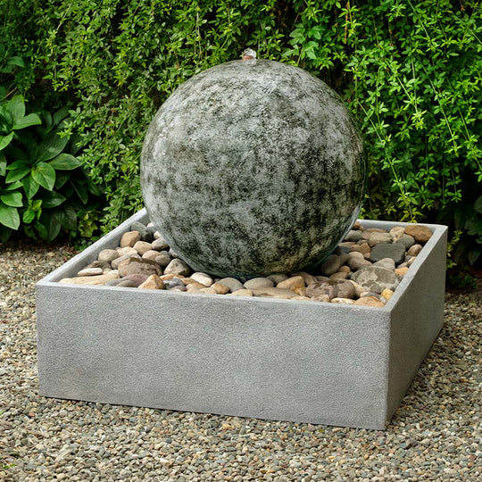 Sphere Fountain, Square || Bronze Verdigris