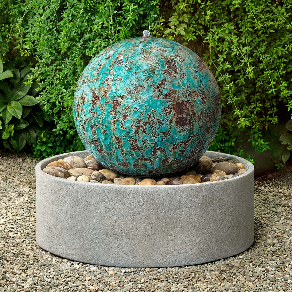 Sphere Fountain, Round || Verdigris