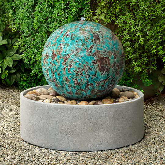 Sphere Fountain, Round || Verdigris