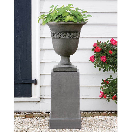 Wburg Strapwork Leaf Urn w/ Classic Tall Pedestal