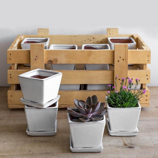 Garden Terrace Small Square Crate || Linen White