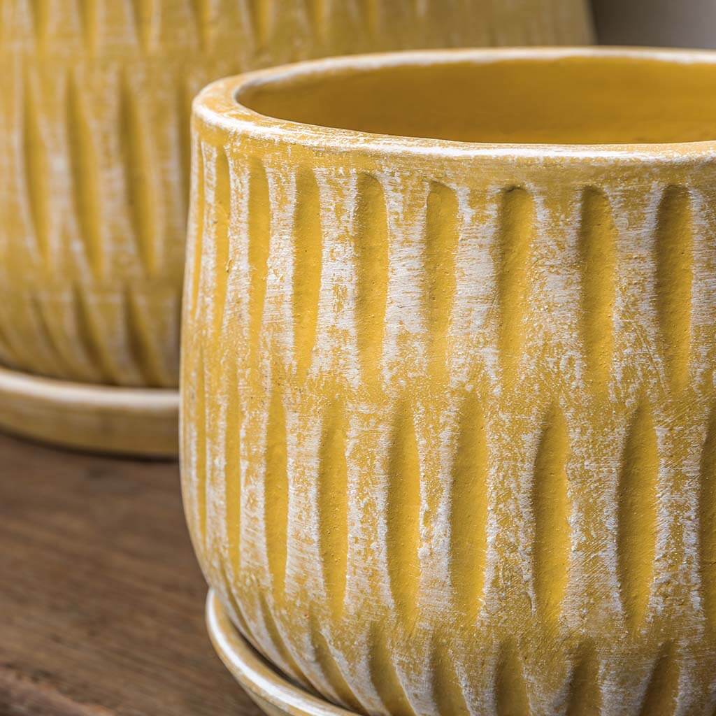 Parabola Large Round Planter || Etched Yellow