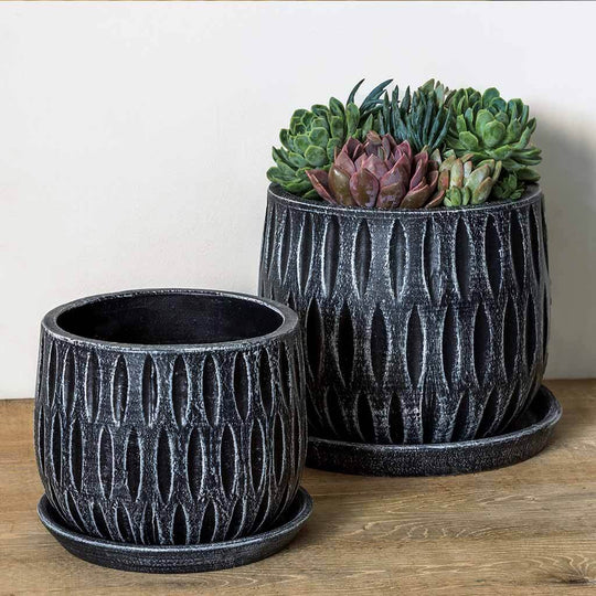 Parabola Large Round Planter || Etched Black