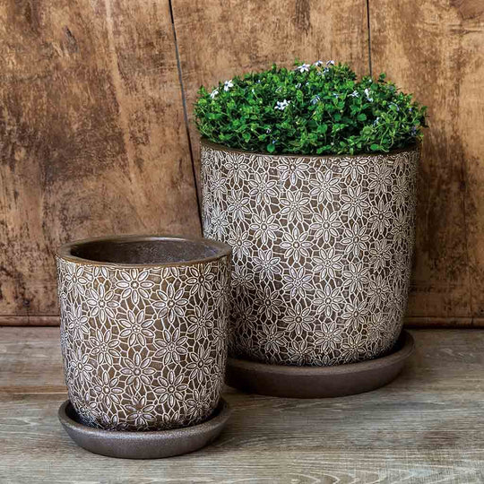Marguerite Small Round Planter || Coffee