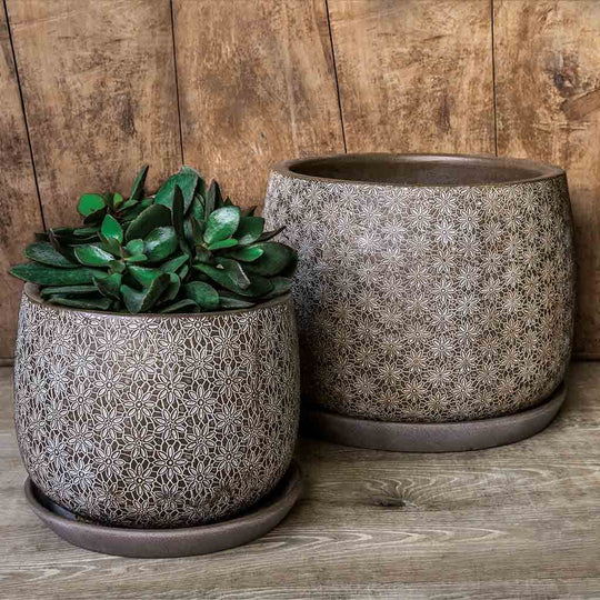 Marguerite Large Round Planter || Coffee