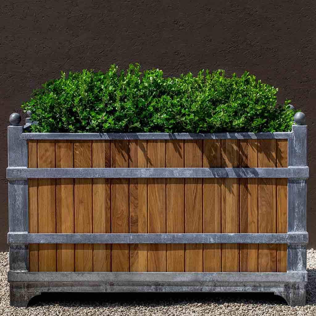 Manoir Oak Rectangle Planter || Zinc with Oak