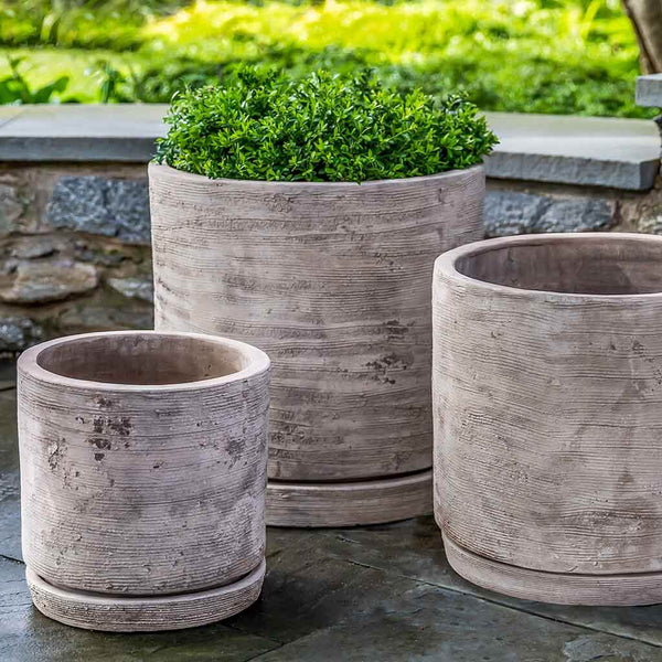 Campania 6473-2402 Sgraffito Tall Planter - Terra Cotta 2-Piece Set