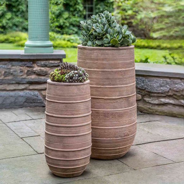 Campania 6473-2402 Sgraffito Tall Planter - Terra Cotta 2-Piece Set