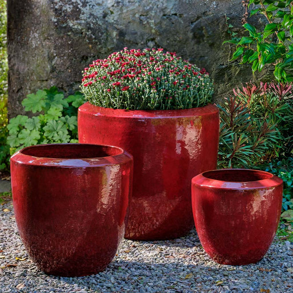 small red plant pots Timolos Round Planter || Tropic Red