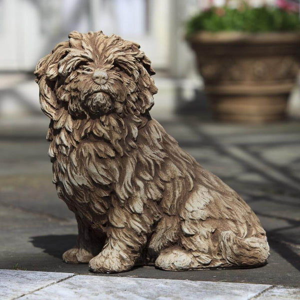 a226-fluffy-dog-cast-stone-dog